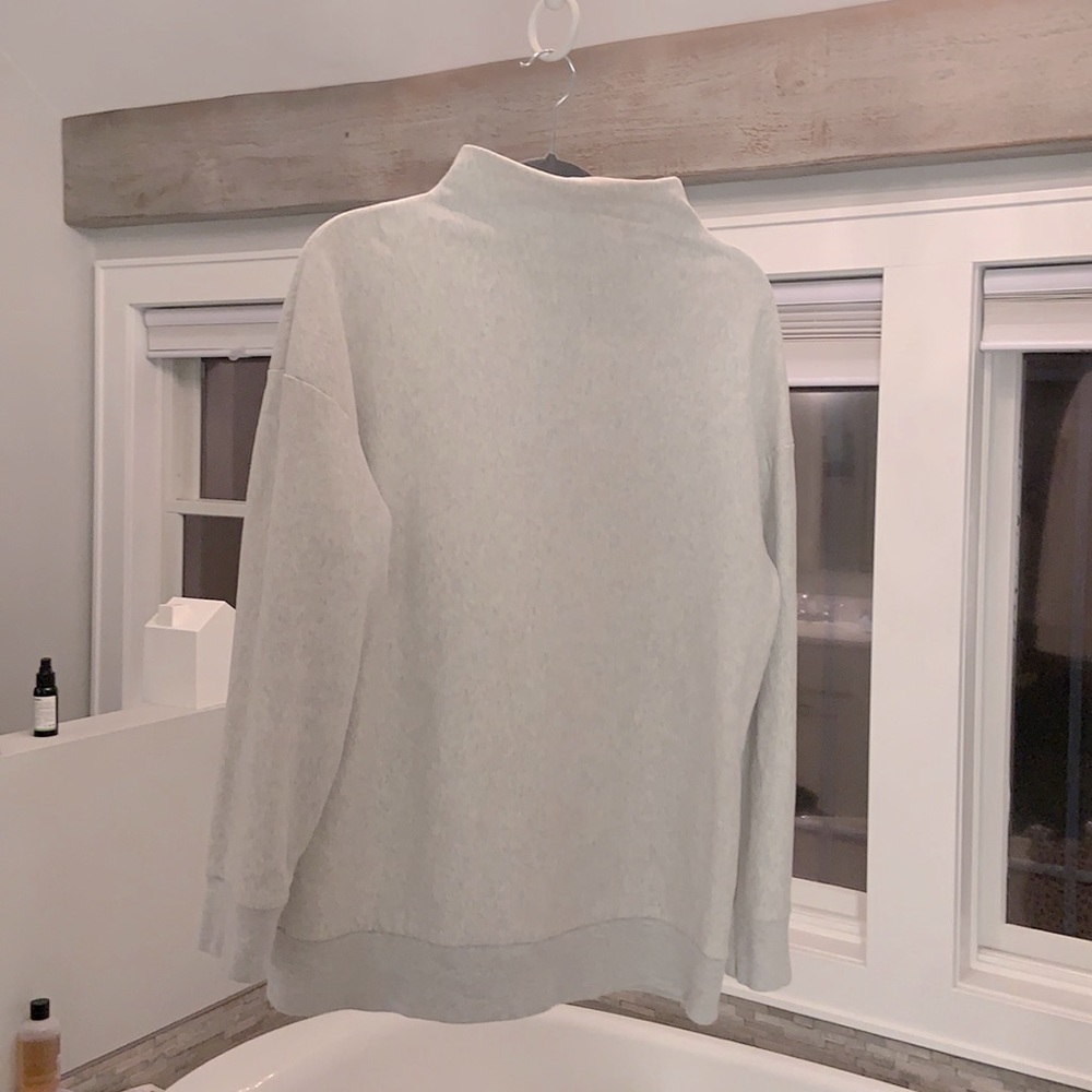 Theory sweatshirt mock turtleneck relaxed drop sleeve sz Large Gray